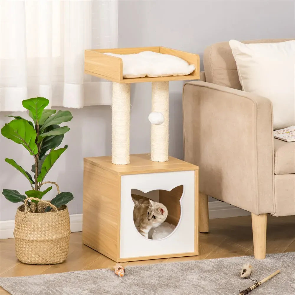 TechnuPet Cat Tree spain Compact Cat Tree with Cave Bed