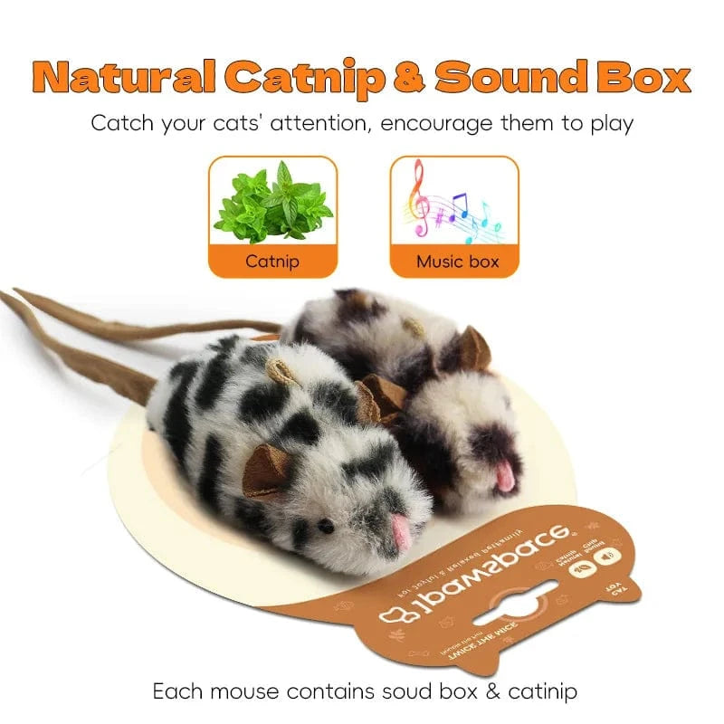 TechnuPet Smart Cat Toys 2 Mice (not moving) Fast-Moving Electric Plush Mouse