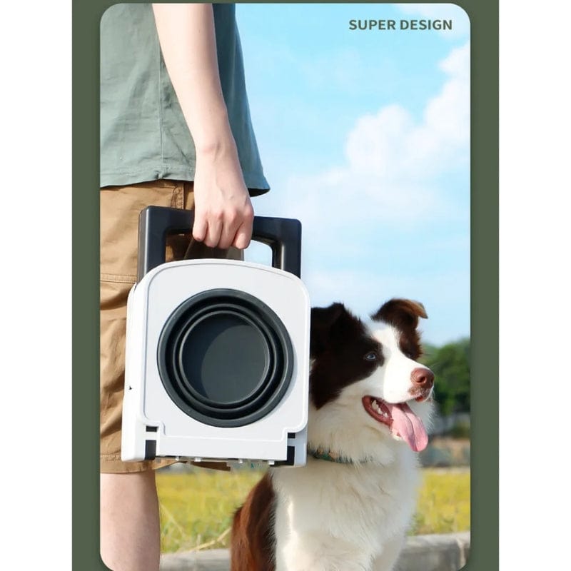 TechnuPet Dog Bowls White Foldable Elevated Double Pet Bowl