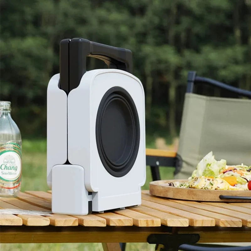 TechnuPet Dog Bowls White Foldable Elevated Double Pet Bowl