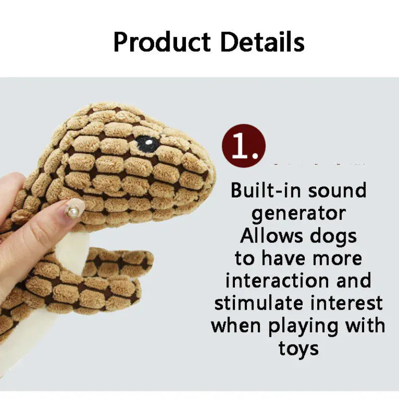 TechnuPet Dog Toys Plush Dinosaur Squeaky Dog Toy