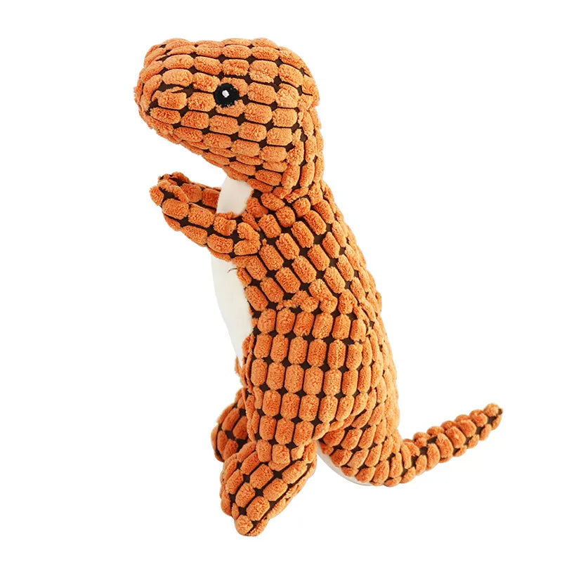 TechnuPet Dog Toys Orange Corn wool toy Plush Dinosaur Squeaky Dog Toy