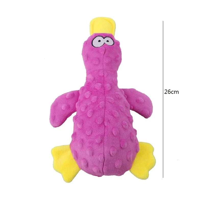 TechnuPet Dog Toys Purple Plush Duck Squeaky Dog Toy