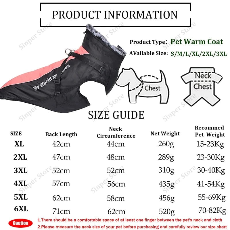 TechnuPet Pet Clothing JY2500173-OR / XL Reflective Waterproof Warm Dog Jacket