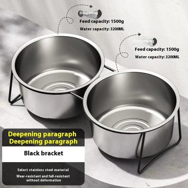 TechnuPet Dog Bowls Deepened black Stainless Steel Slow Feeder Dog Bowl – Elevated Anti-Slip Stand