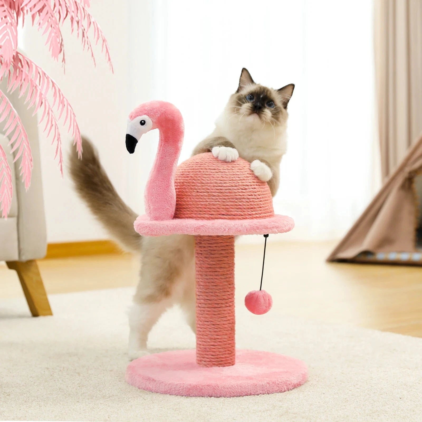 TechnuPet Cat Scratching Post Tall Cat Scratching Post with Spring Ball