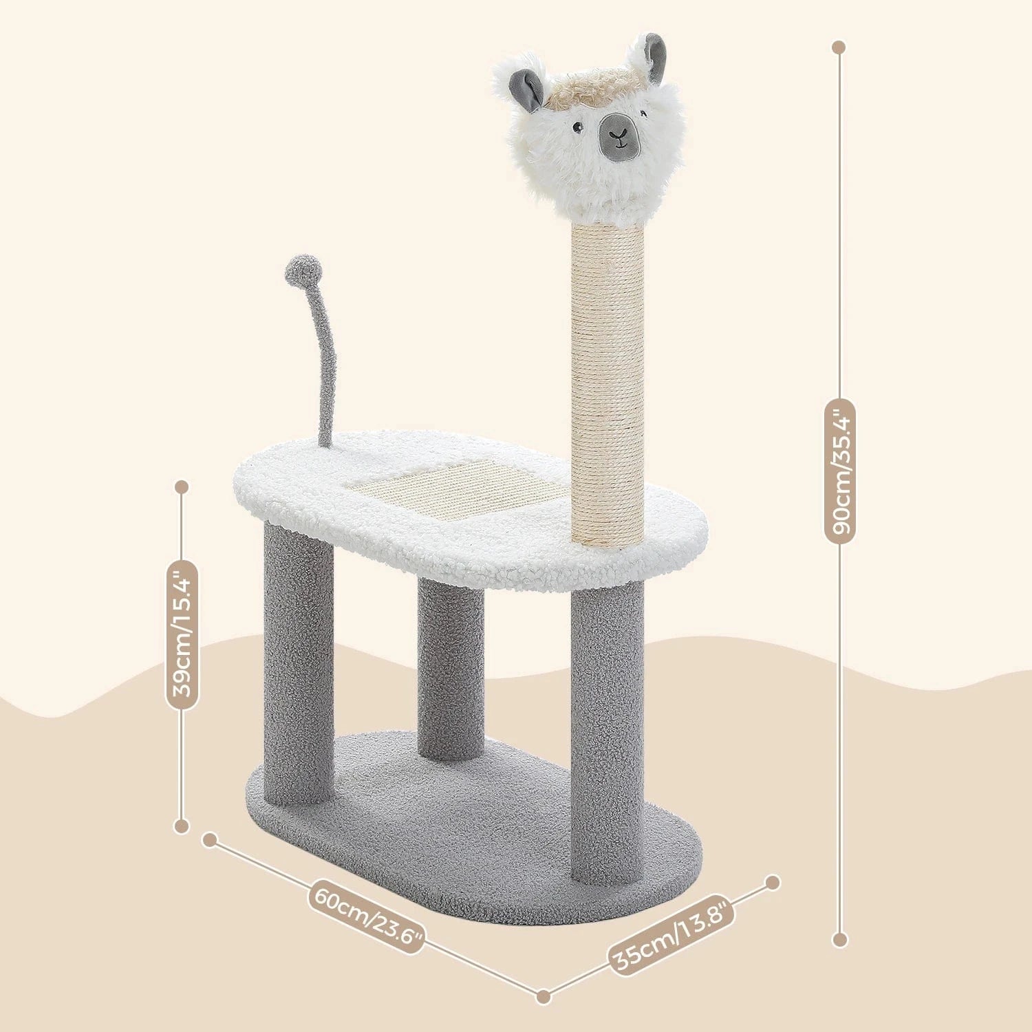TechnuPet Cat Scratching Post Tall Cat Scratching Post with Spring Ball