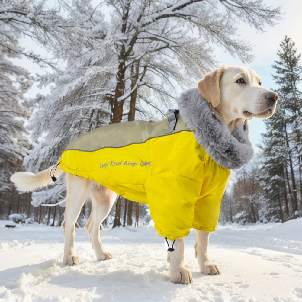 TechnuPet Dog Sweaters Thick Waterproof Warm Dog Coat with Fur Collar