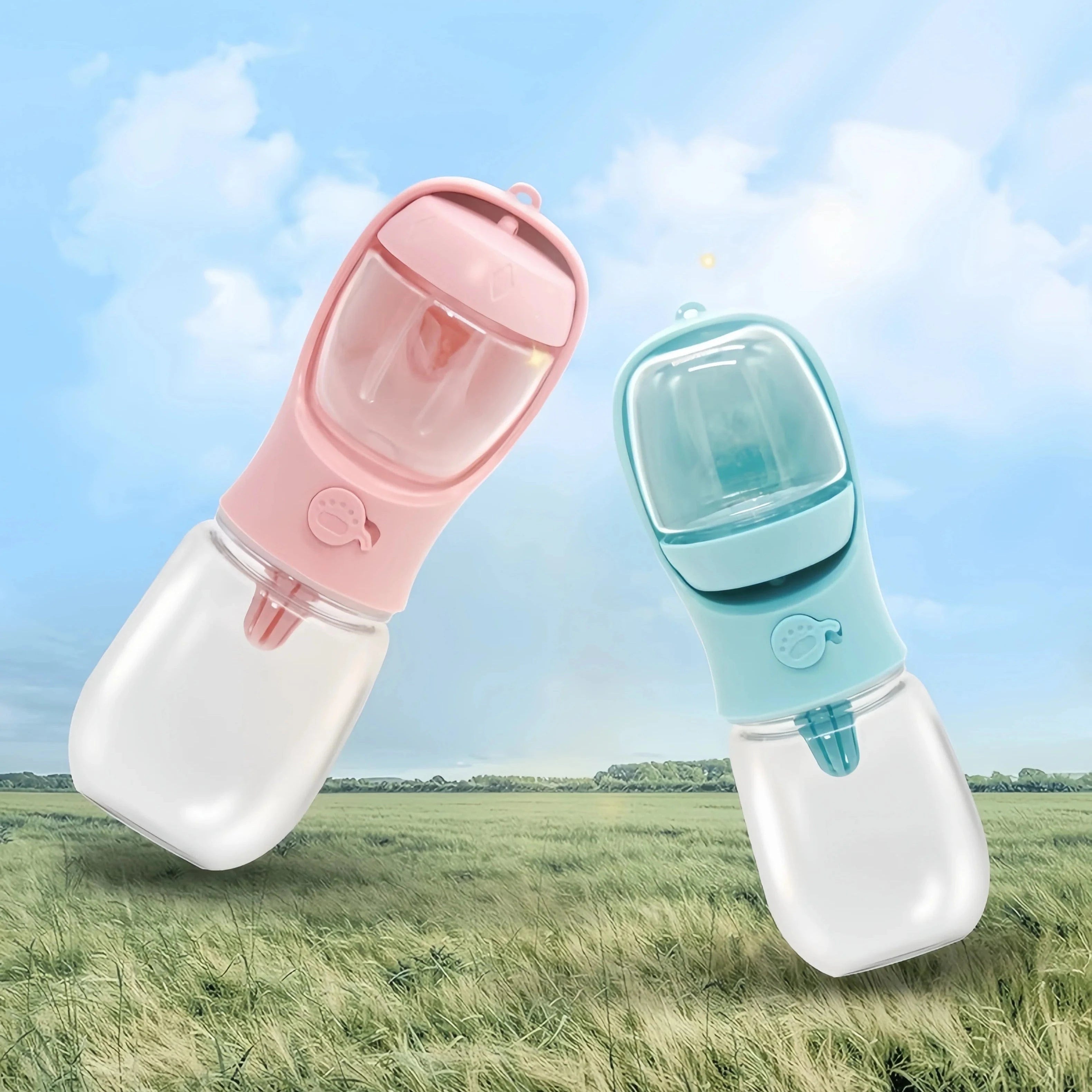 TechnuPet Smart Dog Feeder Travel Pet Water Bottle and Food Dispenser