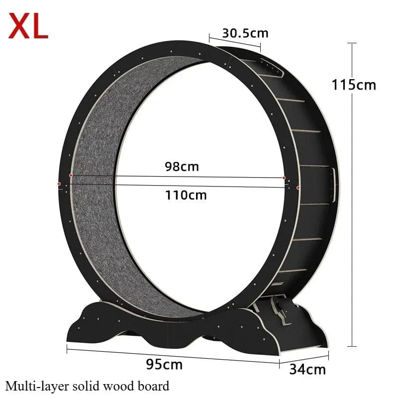 TechnuPet Smart Cat Toys Poland / Black  - SM XL Wooden Cat Treadmill Exercise Roller