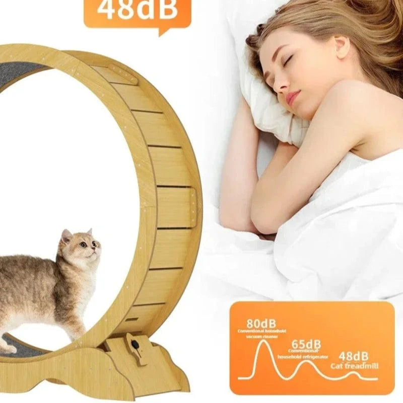 TechnuPet Smart Cat Toys XL Wooden Cat Treadmill Exercise Roller