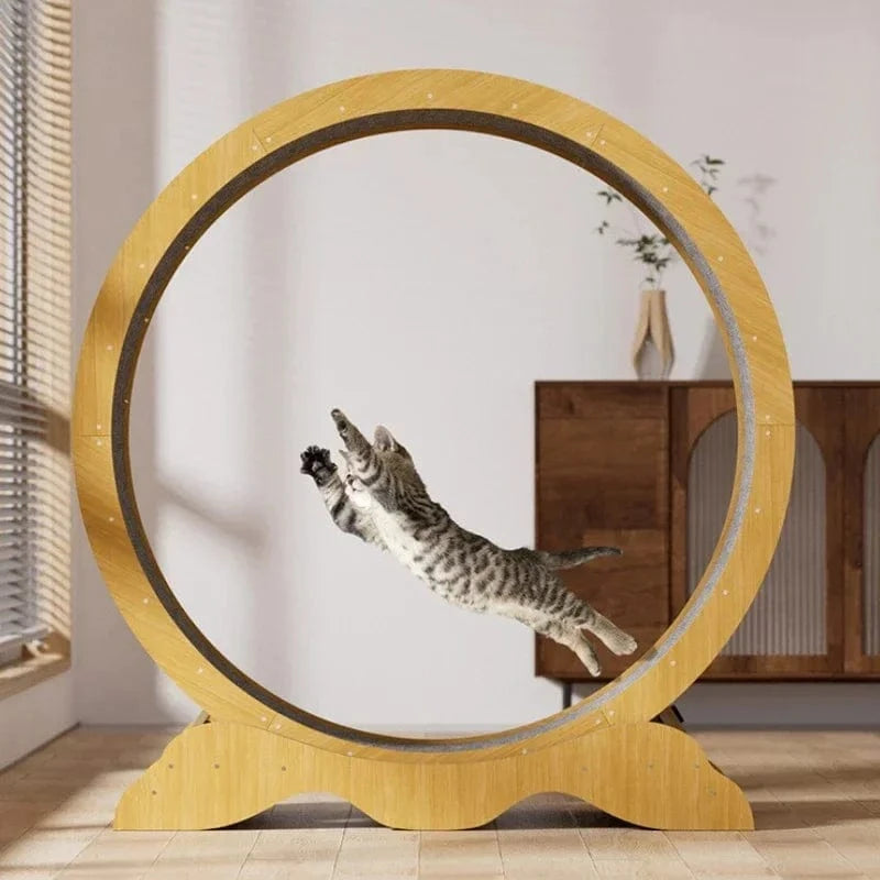 TechnuPet Smart Cat Toys XL Wooden Cat Treadmill Exercise Roller